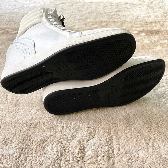 L.A.M.B Georgi White Leather Hidden Wedge Zip Up High Top Sneaker Size 8 1/2 - Picture 9 of 15